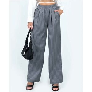 PRINCESS POLLY | Gray and White Higgins Pinstripe Wide Leg  Pants‎ Sz. 4
